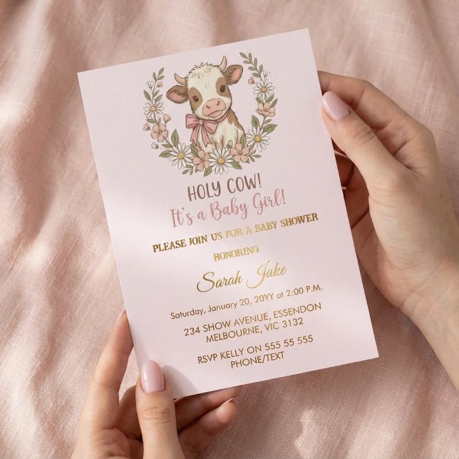 Holy Cow It's a Baby Girl Shower Invitation (Creator Uploaded)