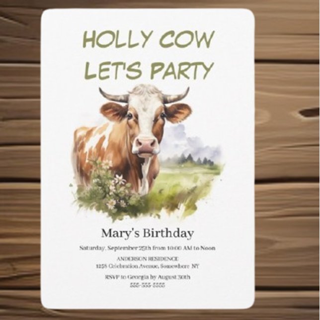  Holy Cow! It's a Birthday Party! Invitation (Perfect for a heartfelt gathering, this charming design will set the tone   a memorable celebration)