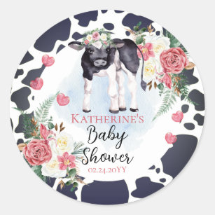 Holy Cow, It's A Girl Baby Shower Welcome  Classic Round Sticker