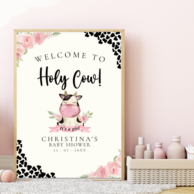 Holy Cow It's a Girl Cute Cow Poster (Creator Uploaded)