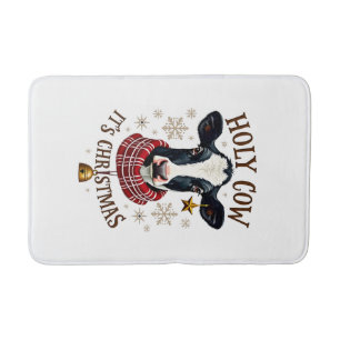 Holy Cow It's Christmas Funny Cow Lover Farm Anima Bath Mat