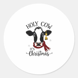 Holy Cow It's Christmas Funny Cow Lover Farm Anima Classic Round Sticker