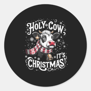Holy Cow It's Christmas Funny Cow Lover Farm Anima Classic Round Sticker