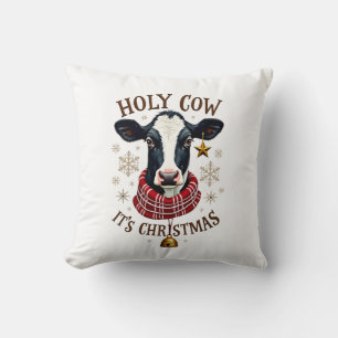 Holy Cow It's Christmas Funny Cow Lover Farm Anima Cushion