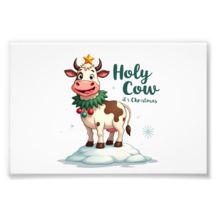 Holy Cow Its Christmas I Xmas Cow T-Shirt (2) Photo Print