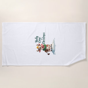 Holy Cow Its Christmas I Xmas Cow T-Shirt (3) Beach Towel