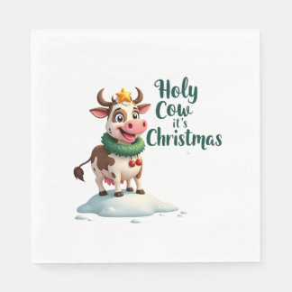 Holy Cow Its Christmas I Xmas Cow T-Shirt (3) Napkin