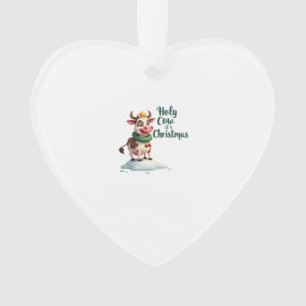 Holy Cow Its Christmas I Xmas Cow T-Shirt (3) Ornament