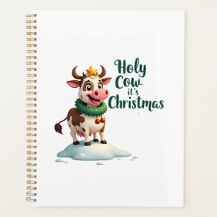 Holy Cow Its Christmas I Xmas Cow T-Shirt (3) Planner