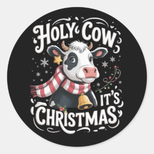 Holy Cow It's Xmas Funny Cow Lover Farm Animal Classic Round Sticker