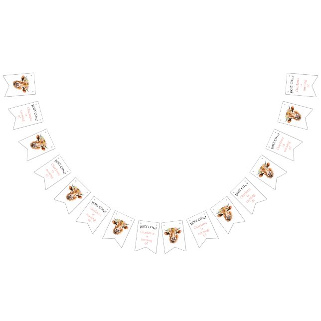 Holy Cow Jersey Cow Floral Girl's Birthday Bunting (All)