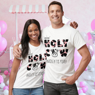 Holy Cow Kid's Birthday Name and Age Parents T-Shirt