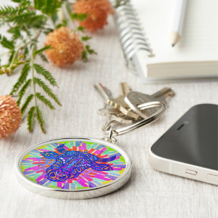 Holy Cow Mandala Design Key Ring