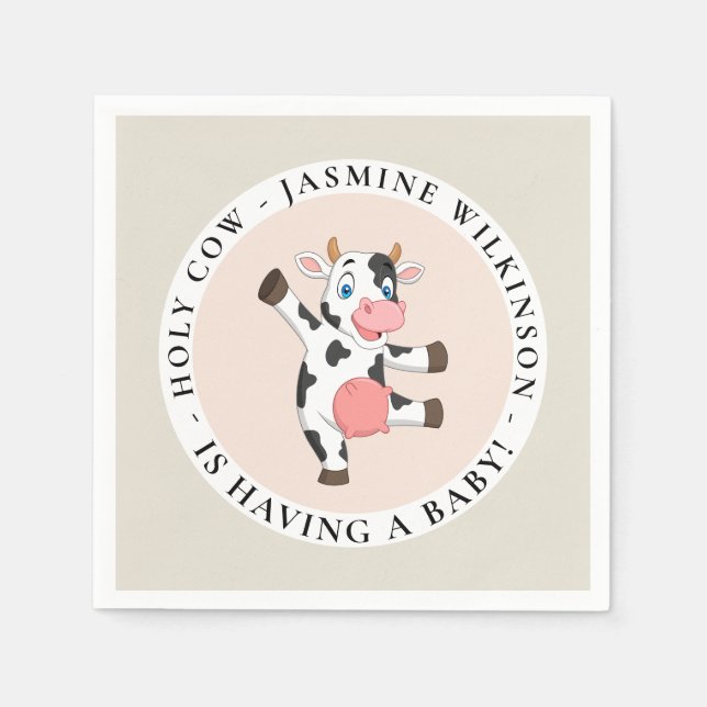 Holy cow monog gender neutral minimal baby shower  napkin (Front)