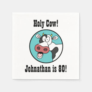 Holy Cow Personalised 80th Birthday Party Napkins