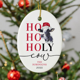 Holy Cow Personalised Christmas Ceramic Tree Decoration