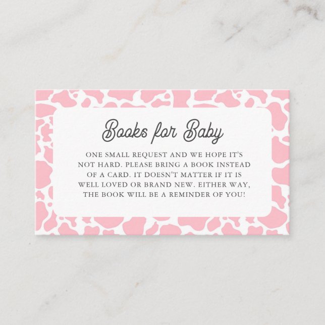Holy Cow Pink Boho Baby Shower Books for Baby  Enclosure Card (Front)