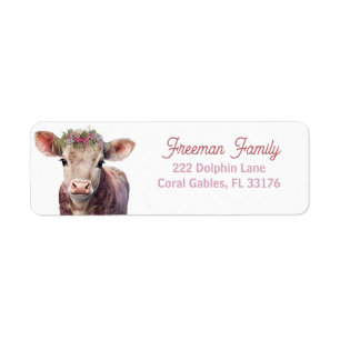 Holy Cow Pink Floral Birthday Address Label