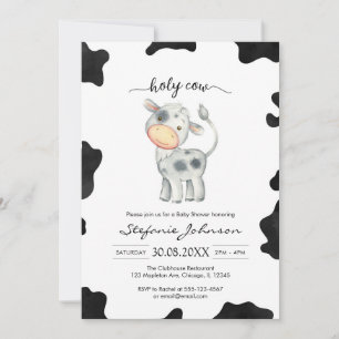 Holy Cow Pink Floral Cowgirl Baby Shower Invitation