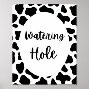 Holy Cow Print Birthday Watering Hole Sign Poster