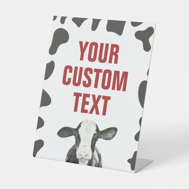 Holy Cow red 1st Birthday  Pedestal Sign (Front)