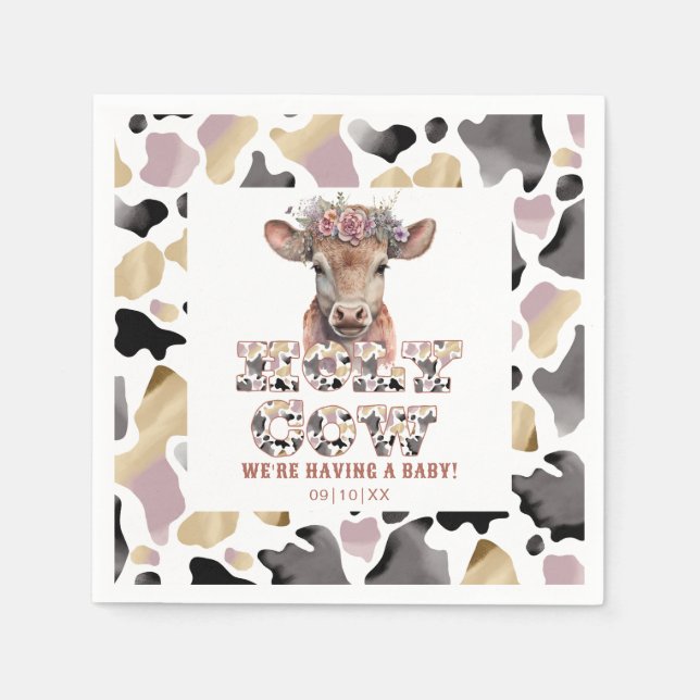 Holy Cow Rustic Baby Shower Party Napkins (Front)
