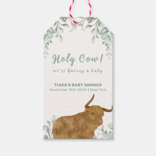 Holy Cow Rustic Boho Greenery Baby Shower  Gift Tags