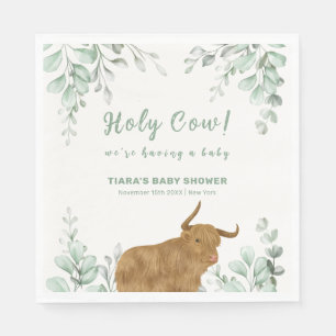 Holy Cow Rustic Boho Greenery Baby Shower  Napkin