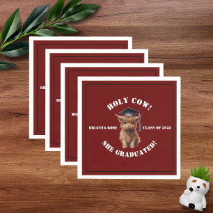Holy Cow! She/He Graduated Barn Red Party Napkin