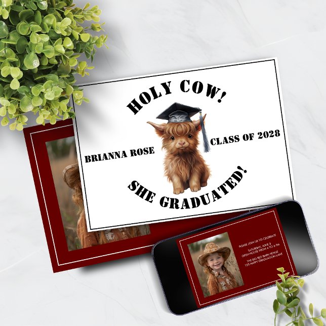 Holy Cow! She/He Graduated Photo Invitation (Creator Uploaded)
