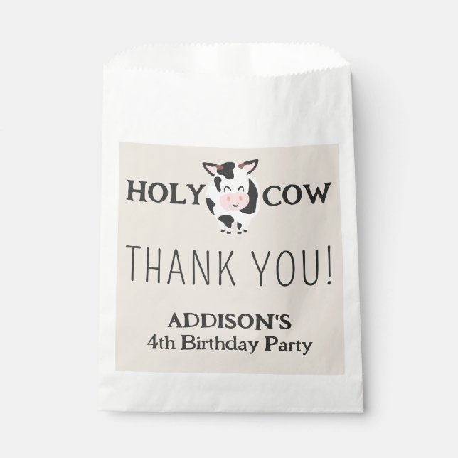 Holy Cow Thank You Farm Animal Party Favour Bags (Front)