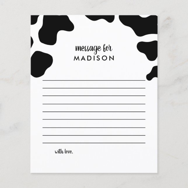 Holy Cow Theme Birthday Time Capsule Note (Front)