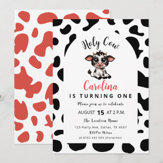 Holy Cow Turning One Holiday Card