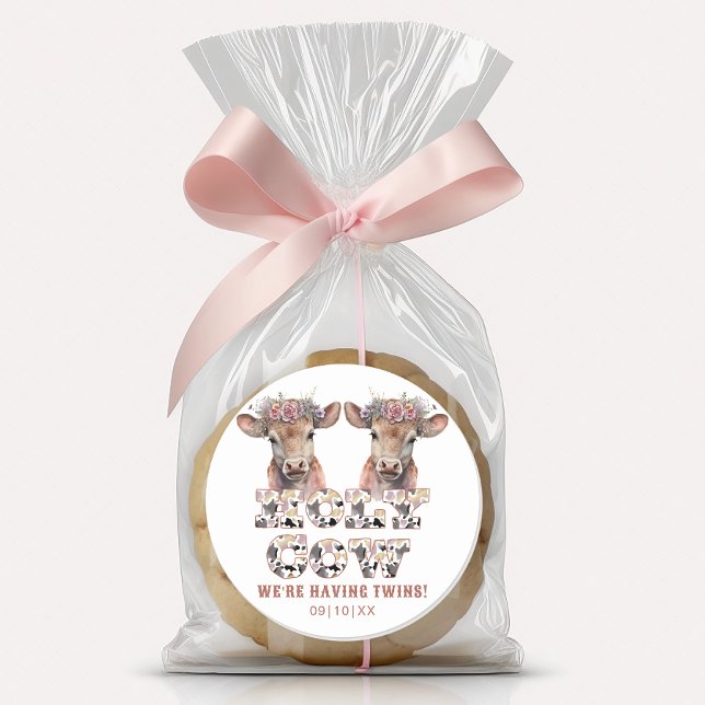 Holy Cow Twins Baby Shower Favour Sticker (Creator Uploaded)