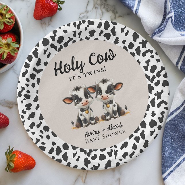 Holy Cow Twins Baby Shower Paper Plate (Creator Uploaded)