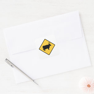 Holy Cow Warning Sign Square Sticker