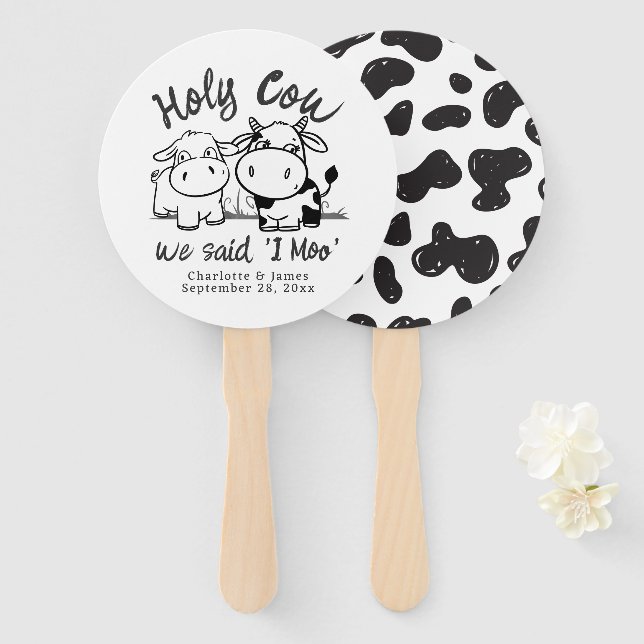 Holy Cow We Said I Moo Personalised Hand Fan (Front and Back)