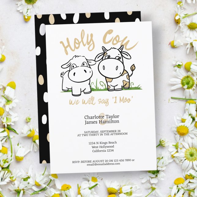 Holy Cow We Will Say I Moo Wedding  Invitation (Holy Cow We Will Say I Moo Wedding Invitations from Ricaso A funny pun ideal for country folk couple)
