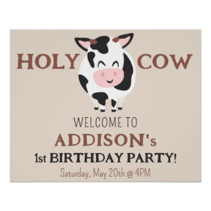 Holy Cow Welcome To Birthday Party Farm Poster