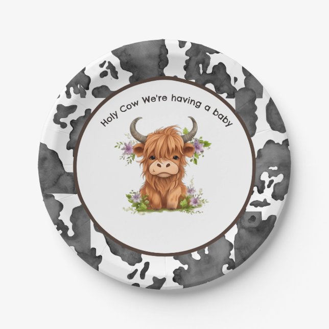 Holy Cow We're Having a Baby Paper Plate (Front)