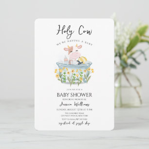 Holy Cow Wildflower Meadow Bathtub Baby Shower  Invitation