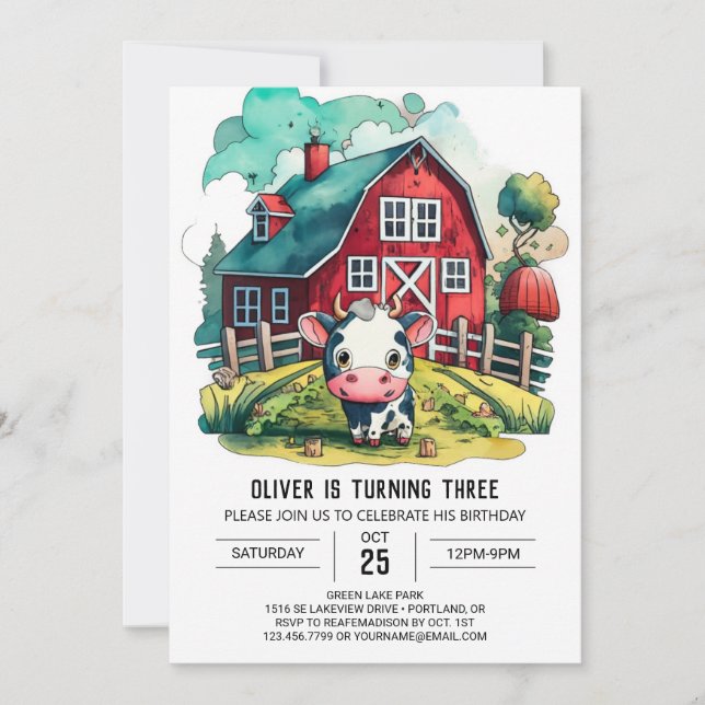 Holy Cow Wonderland Birthday Invitation (Front)