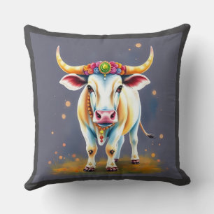 Holy Cows in Diwali Disguise Cushion