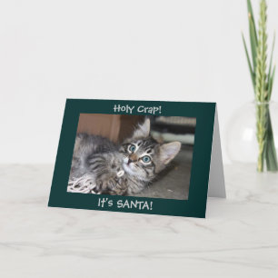 Holy Crap It's Santa Kitten Christmas Card