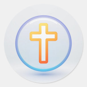 Holy Cross and Prayer Classic Round Sticker