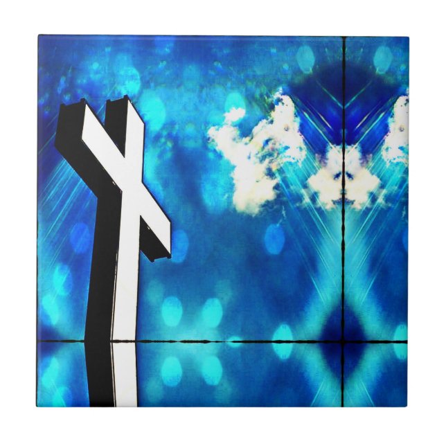 Holy Cross Blue Sky Sparkle  Tile (Front)