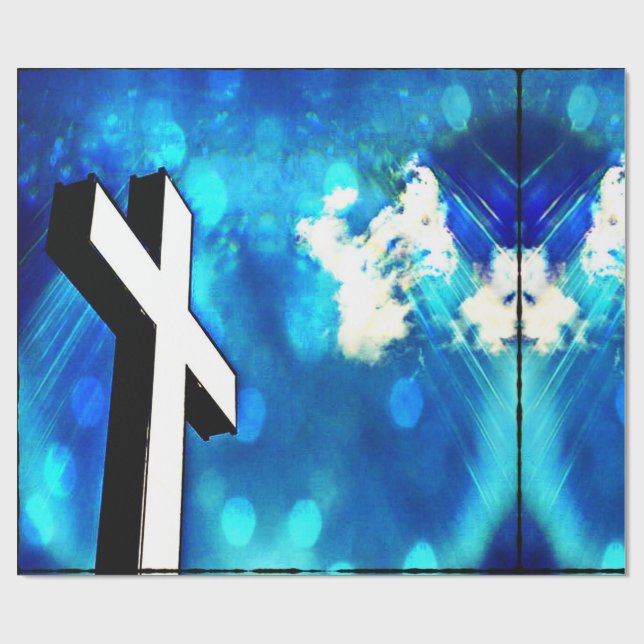Holy Cross Blue Sky Sparkle Wrapping Paper (Flat)