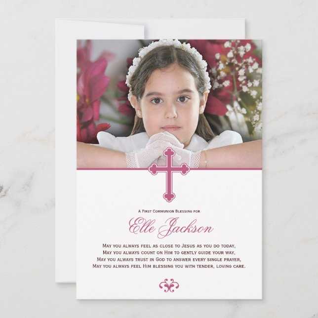Holy Cross First Communion Photo Keepsake Card (Front)