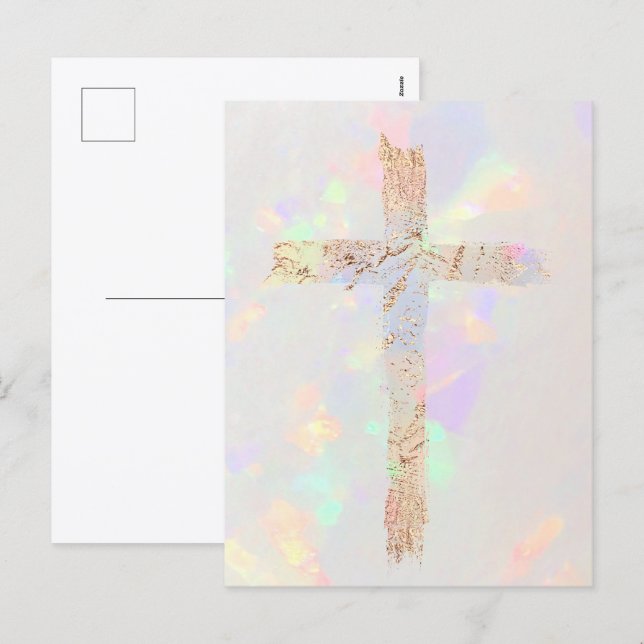  holy cross opal design Christian Holiday Postcard (Front/Back)
