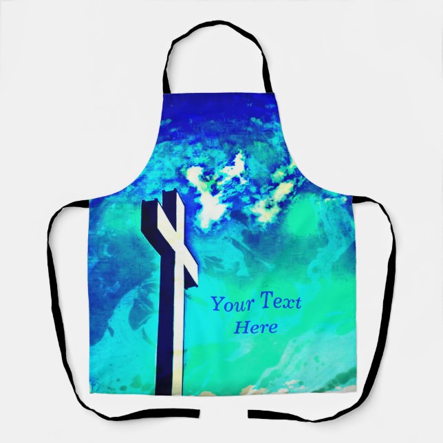 Holy Cross Sapphire Blue N Aqua Apron (Front)